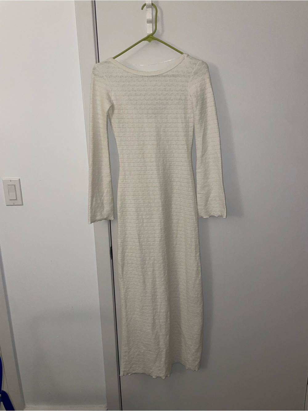 Bershka Cream Long Sleeve Maxi Knit Dress